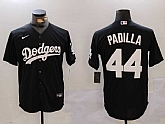 Men's Los Angeles Dodgers #44 Vicente Padilla Black Cool Base Stitched Jersey